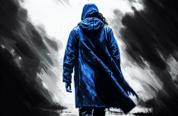 A man walks in a raincoat - Image 2